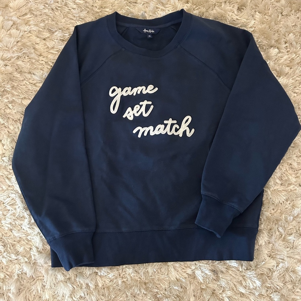 Navy Blue Sweatshirt with White Lettering